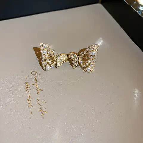 Korean Stone Studded Butterfly Earrings